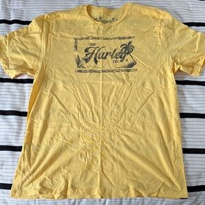Hurley Yellow Short-Sleeve Graphic Tee with Palm Logo